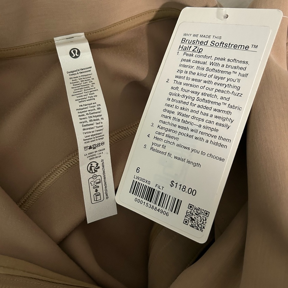 LULULEMON BRUSHED SOFTSTREME HALF ZIP NWT SIZE 6 - Picture 11 of 11